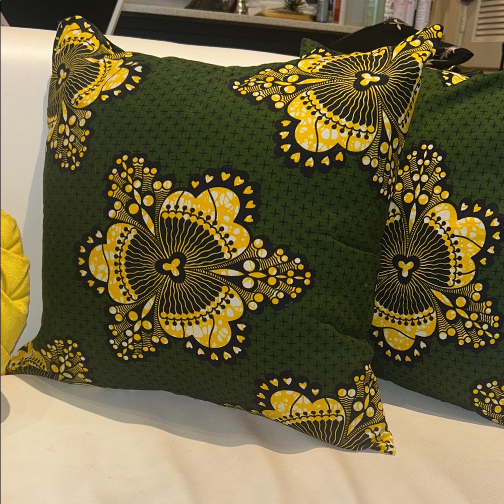 Love Culture Green &  Yellow Floral Accent Pillow Set ( Does not include pillow